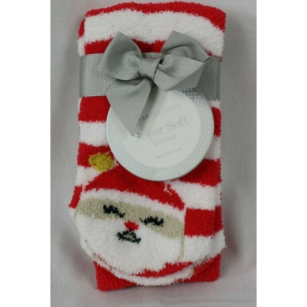 Charter Club Super Soft Holiday Christmas Santa Socks Shoe Sz 6-10 Sock Sz 9-11
